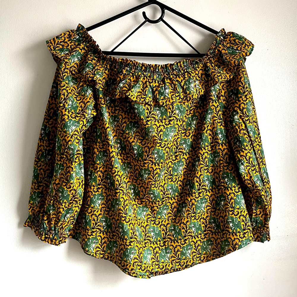 J. CREW Ruffled Elephant Print Blouse - Picture 8 of 15